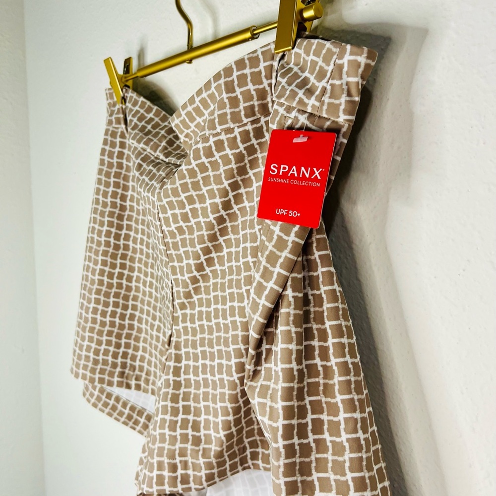Spanx Sunshine Shorts 13” Bermuda Size XL Tan Pull On Stretch UPF 50+ Quick Dry - Picture 4 of 7
